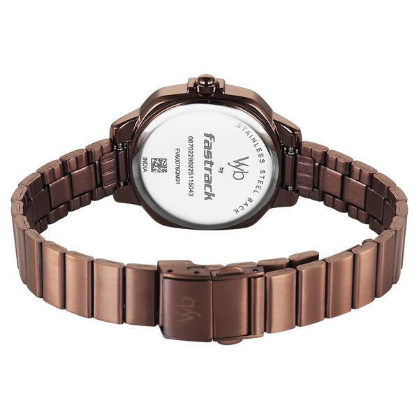 Fastrack Vyb Seeker Quartz Analog Brown Dial Metal Strap Watch For Girls - image number 6