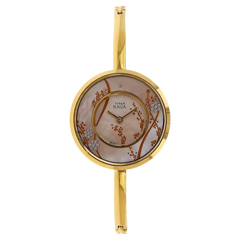 Titan Raga Garden of Eden Champagne Dial Analog Metal Strap Watch for Women
