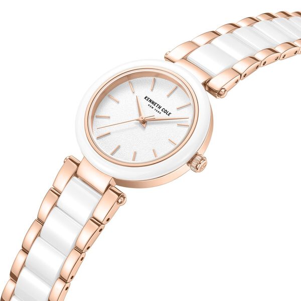 Kenneth Cole Quartz Analog White Dial White Stainless Steel & Ceramic Strap Watch For Women - image number 3