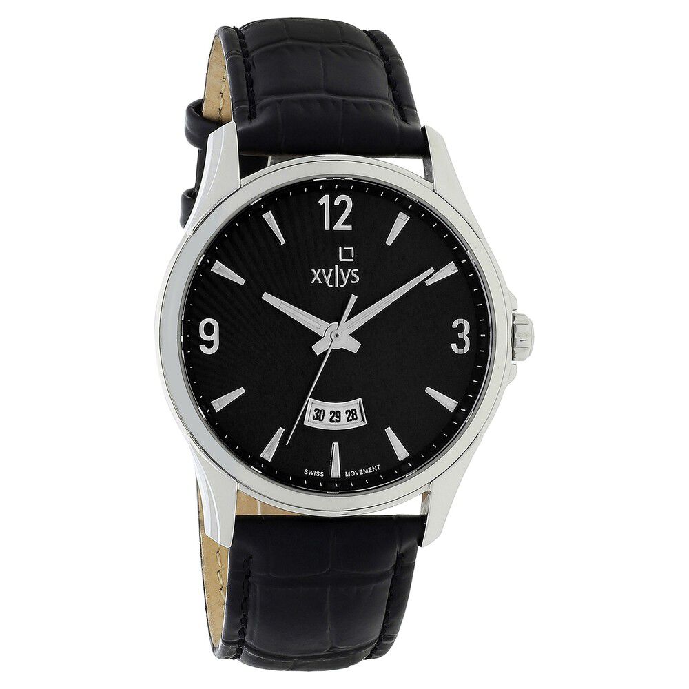 Buy Online Xylys Swiss Analog with Date Black Leather Strap and Buy Online Xylys Swiss Analog with Date Black Leather Strap and