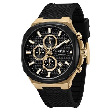 Kenneth Cole Quartz Chronograph Black Dial Black Silicone Strap Watch For Men