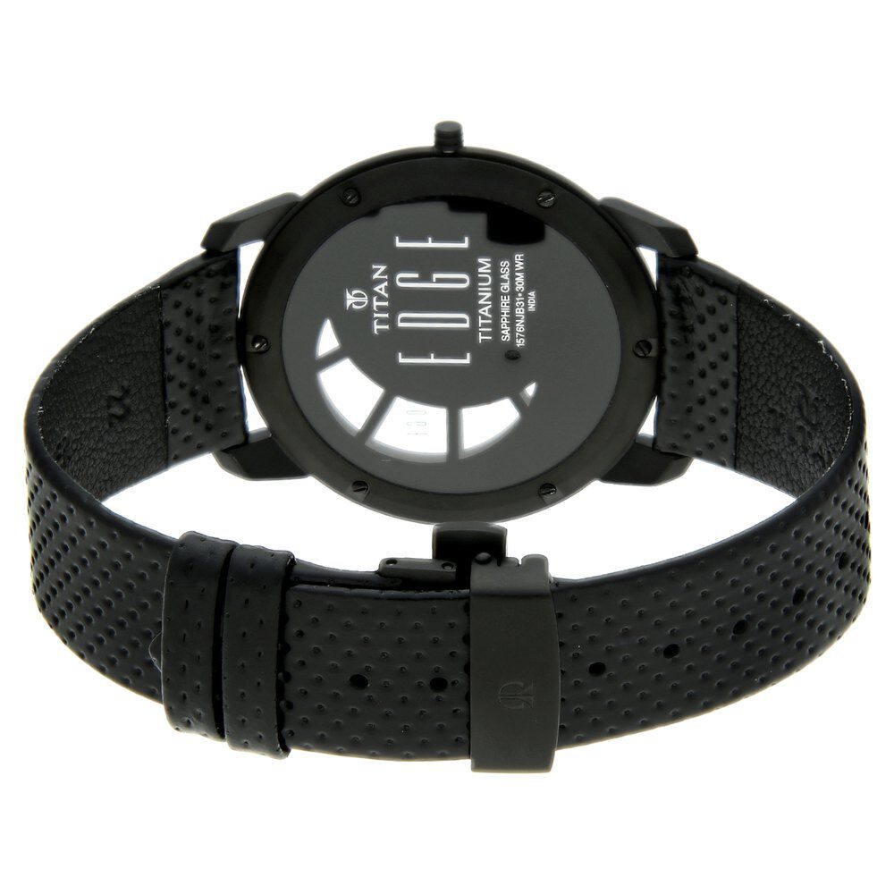 ÉCLAT Botanical Natural Black Buy Online Titan Edge Quartz Analog Black Dial Black Leather Strap