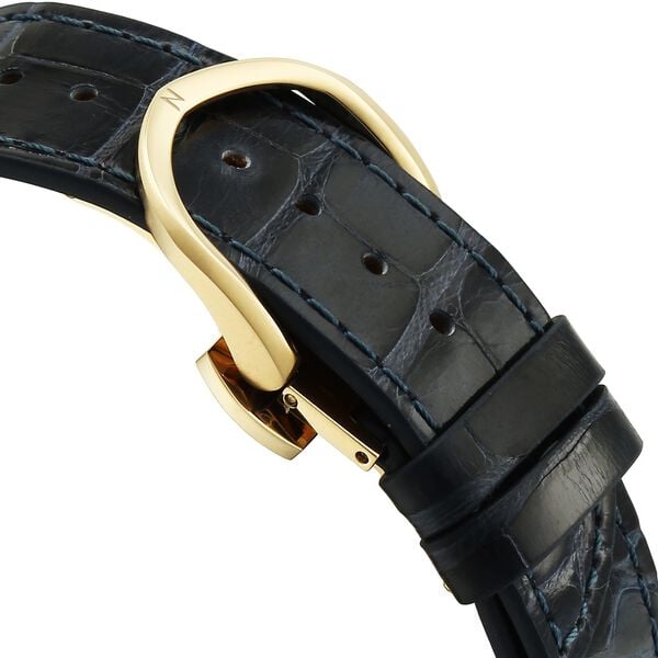 Titan Nebula Amer Stone 18 KT Gold Quartz Analog Aventurine Dial Blue Leather Strap Watch For Men - image number 4