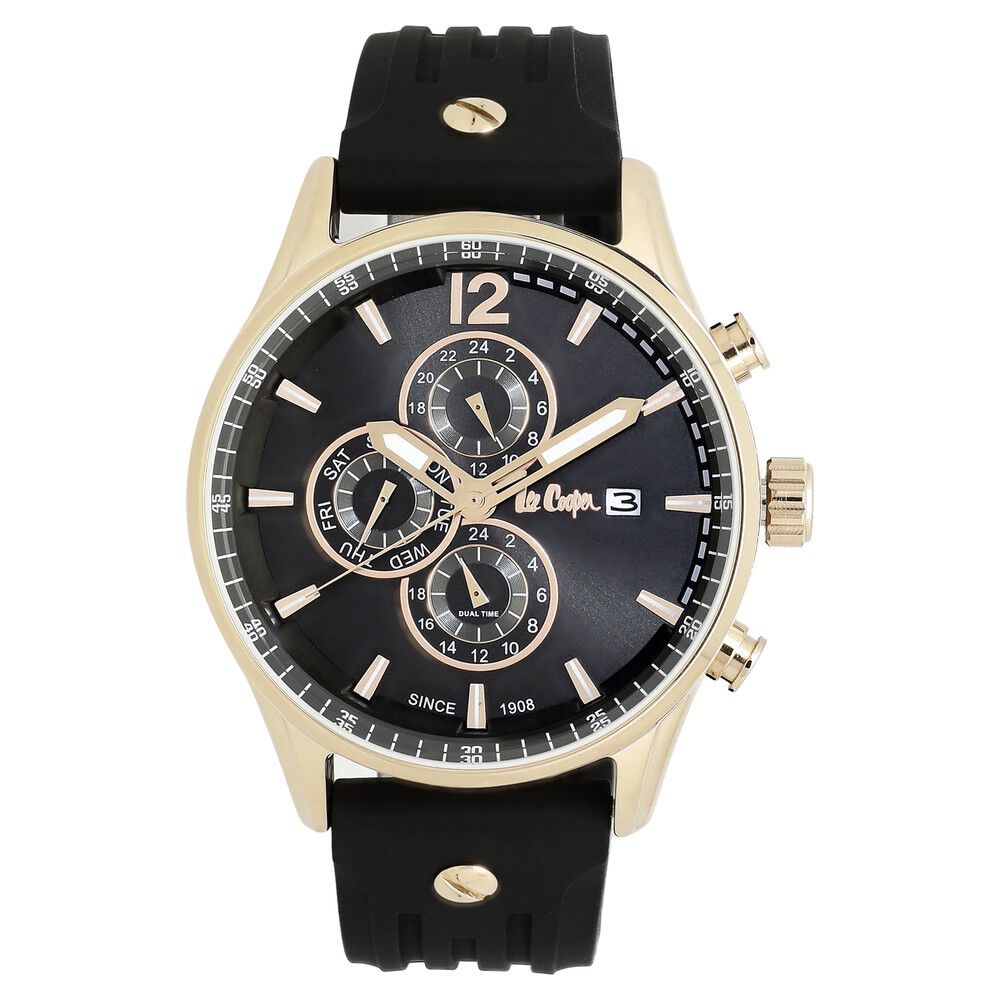 Buy Online Lee Cooper Quartz Multifunction Black Dial Silicone
