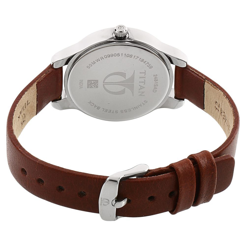 Buy Online Titan Women s Chic minimalist watch with Black dial and leather strap np2481sl07 Titan