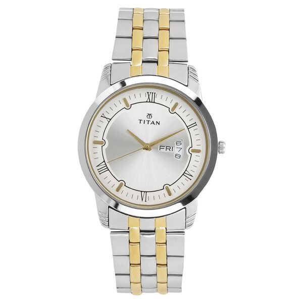 Titan Metal Silver Analog with Day and Date Stainless Steel Strap Watch for Men - image number 0