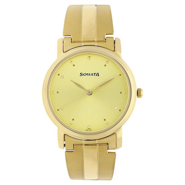 Sonata Quartz Analog Champagne Dial Stainless Steel Strap Watch for Men - image number 0