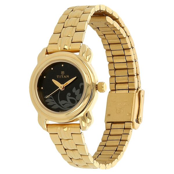 Titan Quartz Analog Black Dial Stainless Steel Strap Watch for Women - image number 1