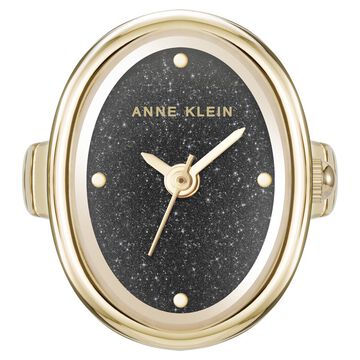 Anne Klein Quartz Analog Black Dial Golden Metal Ring Watch For Women