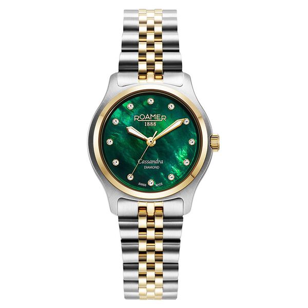 Roamer Cassandra Diamond Quartz Analog Green Mother Of Pearl Dial Two Toned Stainless Steel Strap Watch For Women - image number 0
