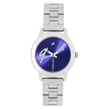 Fastrack Tropical Waters Quartz Analog Blue Dial Metal Strap Watch for Girls