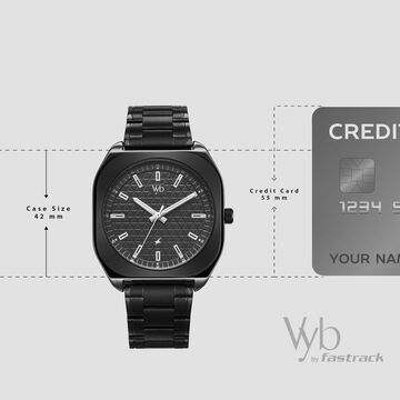 Vyb Aviator By Fastrack Quartz Analog Black Dial Two Toned Stainless Steel Strap Watch For Guys