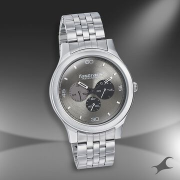 Fastrack Dial It Up Quartz Multifunction Grey Dial Stainless Steel Strap Watch for Guys