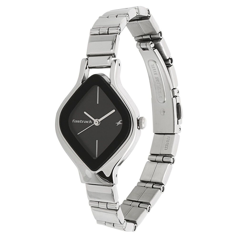 Buy Online Fastrack Quartz Analog Black Dial Stainless Steel Strap Watch for Girls nr6109sm02 Titan