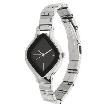 Fastrack Quartz Analog Black Dial Stainless Steel Strap Watch for Girls