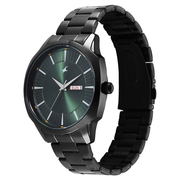 Fastrack Stunners Quartz Analog Green Dial Brown Stainless Steel Strap Watch For Guys - image number 2