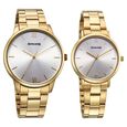 Sonata Perfect Pairs Quartz Analog Black Dial Black Metal Strap Watch For Couple