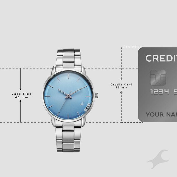 Fastrack Stunners Quartz Analog Blue Dial Silver Stainless Steel Strap Watch For Guys - image number 3