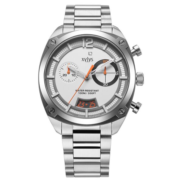 Xylys Swiss Chronograph Silver Stainless Steel Strap White Dial Watch For Men - image number 0