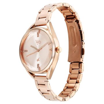 Fastrack Vyb Aurora Quartz Analog Rose Gold Dial Rose Gold Color Metal Strap Watch For Girls
