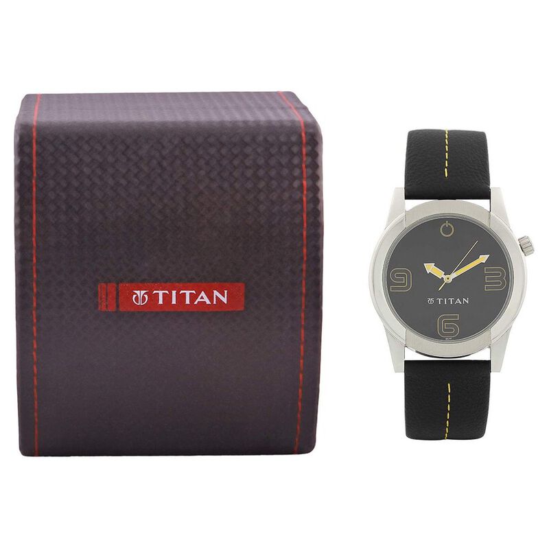 Titan Purple Black Dial Analog Leather Strap watch for Men - image number 4