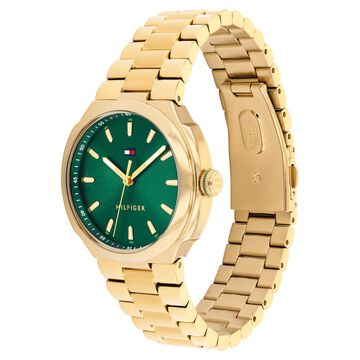 Tommy Hilfiger Quartz Analog Green Dial Golden Stainless Steel Strap Watch For Women