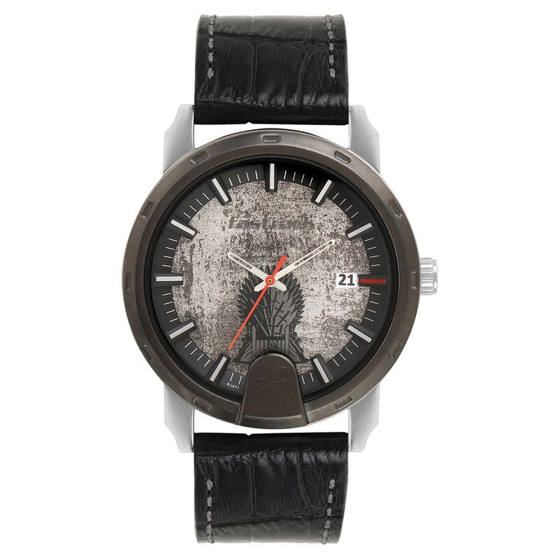 Fastrack Game Of Thrones Quartz Analog with Date Anthracite Dial Leather Strap Watch for Guys