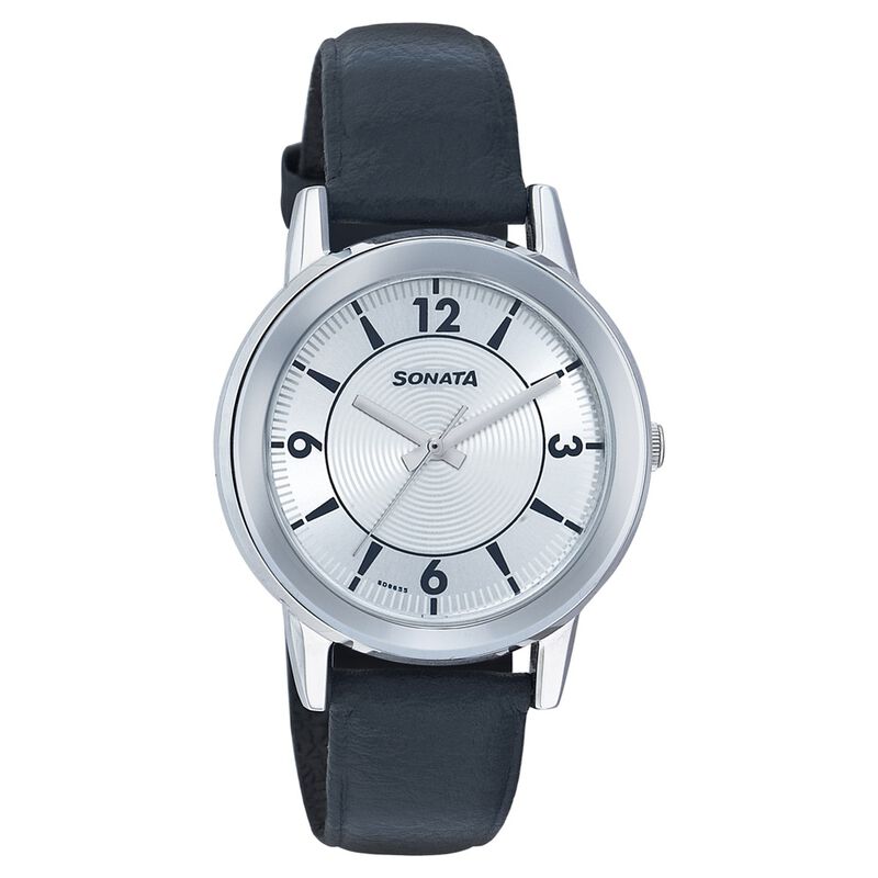 Sonata Quartz Analog Silver Dial Leather Strap Watch for Men - image number 0
