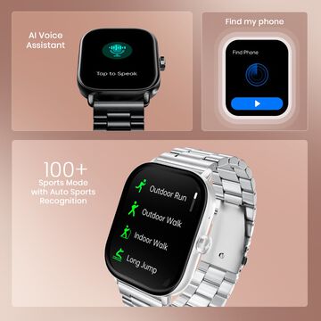 Fastrack Radiant FX2 Luxury Metal Smartwatch with largest 5.1 AMOLED Display with Functional Crown With Silver Strap