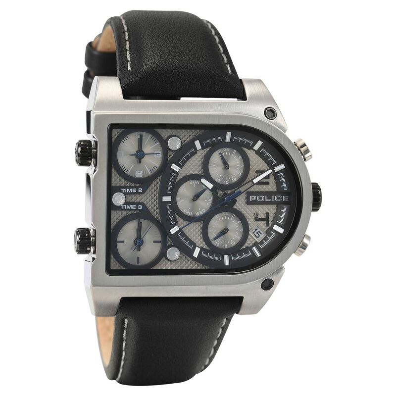 Police Quartz Multifunction Silver Dial Leather Strap Watch for Men - image number 1