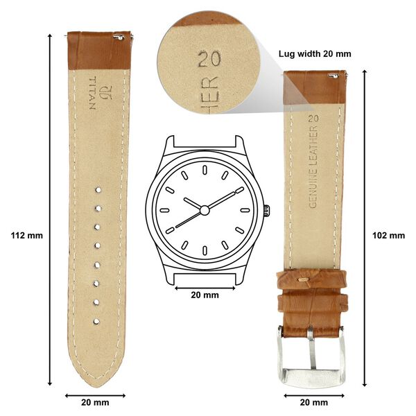 20 mm Tan Genuine Leather Strap for Men - image number 1