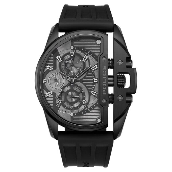 Police Quartz Multifunction Black Dial Black Silicon Strap Watch For Men - image number 0