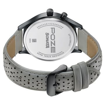 Poze By Sonata Quartz Analog Two Toned Dial Grey PU Leather Strap Watch For Men
