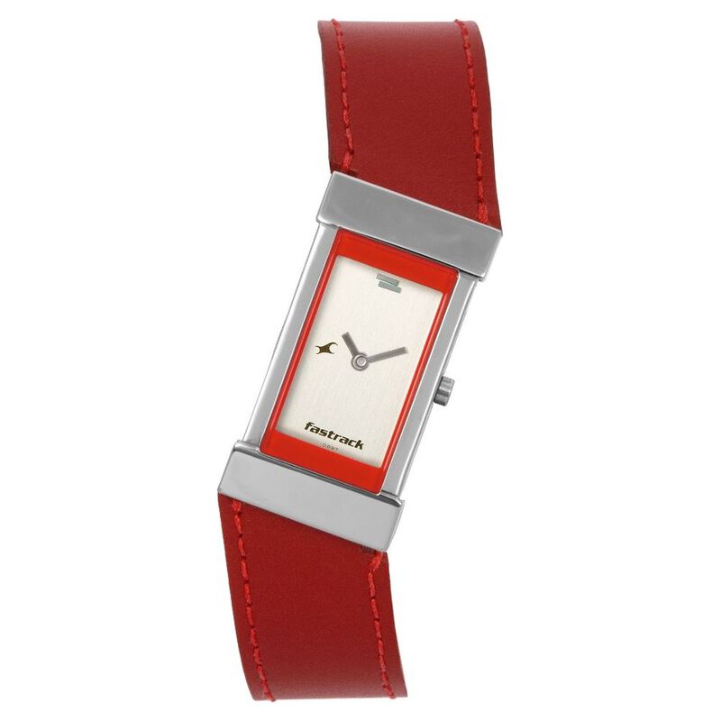 Fastrack Quartz Analog Silver Dial Leather Strap Watch for Girls
