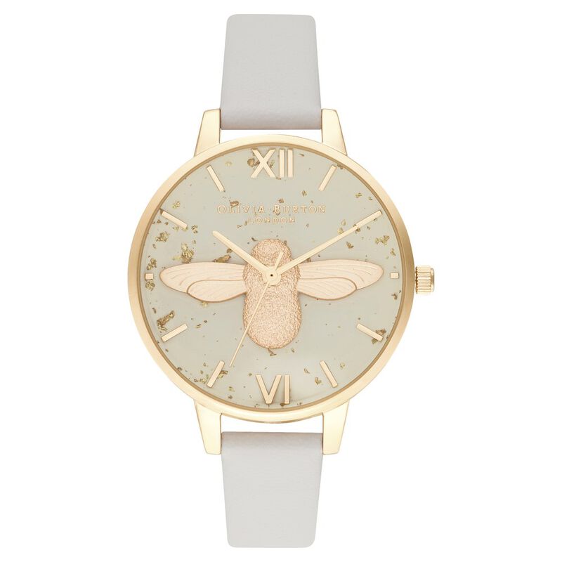 Olivia Burton Quartz Analog Pink Dial Leather Strap Watch for Women