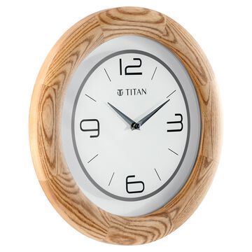 Titan Wooden Brown Wall Clock with Glass Dial - 31.8 cm x 31.8 cm (Medium)