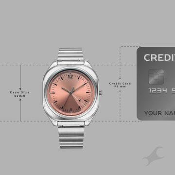 Fastrack 9 to Fine Analog withSalmon Pink Metal Strap Watch for Guys