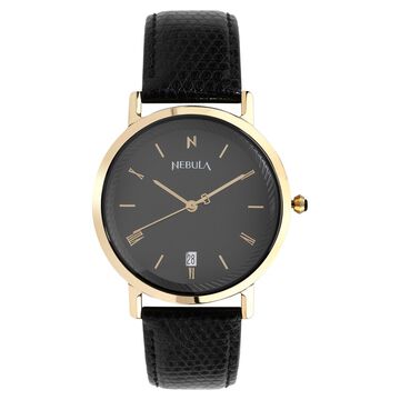 Titan Nebula Vintage 18k Gold Analog Leather Strap Watch For Men