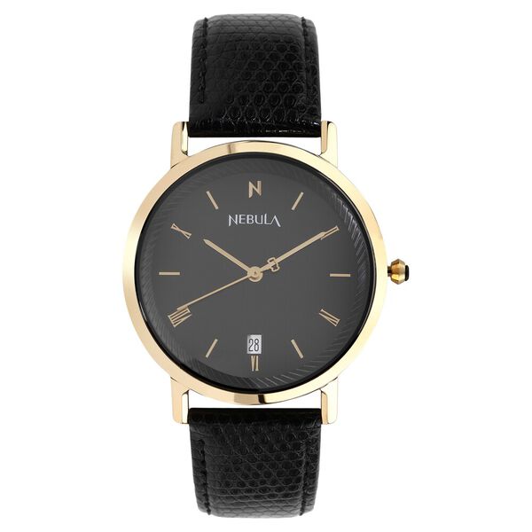 Titan Nebula Vintage 18k Gold Analog Leather Strap Watch For Men - image number 0