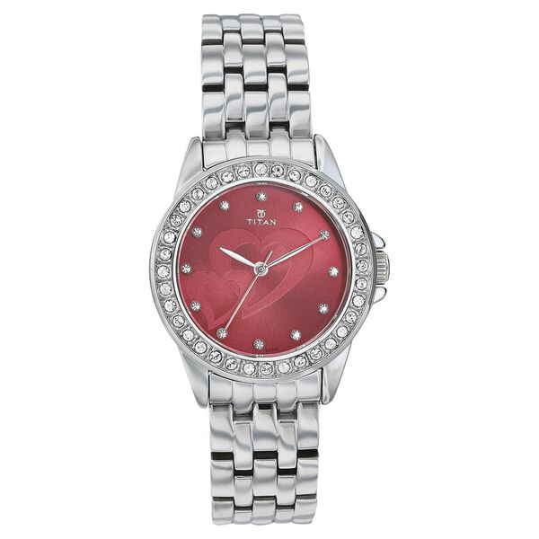 Titan Quartz Analog Maroon Dial Watch for Women - image number 0
