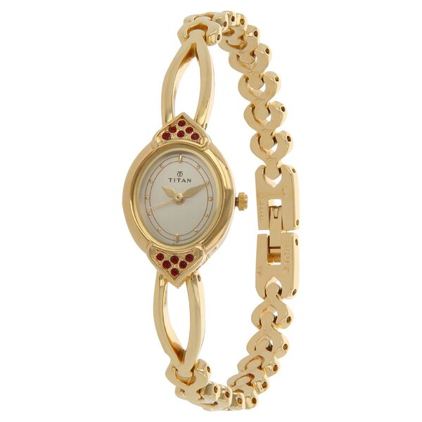 Titan Quartz Analog Champagne Dial Metal Strap Watch for Women - image number 1