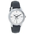 Sonata Quartz Analog Silver Dial Leather Strap Watch for Men