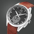 Xylys Swiss Chronograph Brown Leather Strap Black Dial Watch For Men - image number 0