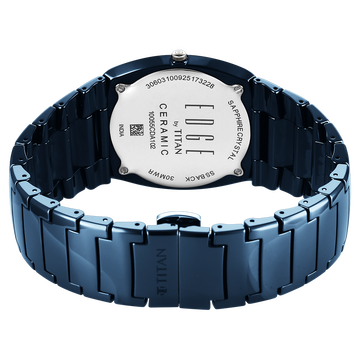Titan Edge Fumage Quartz Analog Blue Dial Blue Ceramic Strap Watch For Men