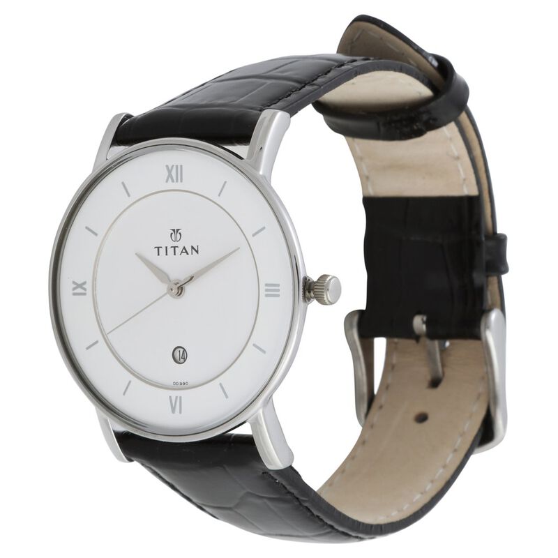 Titan Classic White Dial Analog with Date Leather Strap watch for Men - image number 1