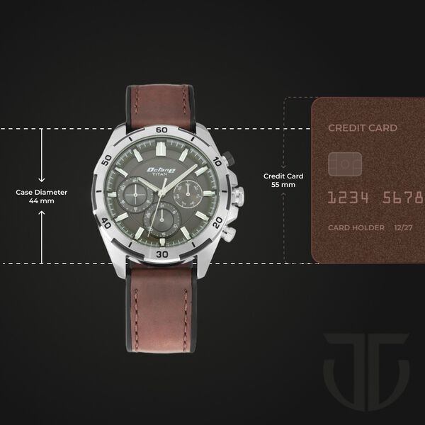 Titan Octane Hyper Lume Black Dial Quartz Multifunction Leather Strap watch for Men - image number 2