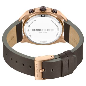 Kenneth Cole Quartz Chronograph Grey dial Leather Strap Watch for Men