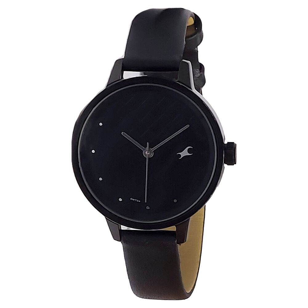 Buy Online Fastrack Quartz Analog Black Dial With Black Color Leather Strap Watch For Girls 6256np01lq Titan