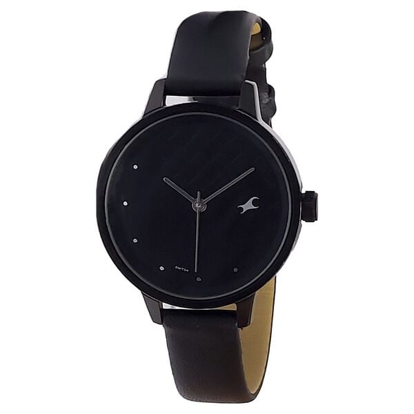Fastrack Quartz Analog Black Dial With Black Color Leather Strap Watch For  Girls