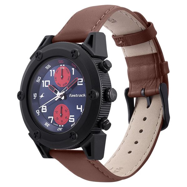 Fastrack Modular Quartz Analog Blue Dial Leather Strap Watch for Guys - image number 2